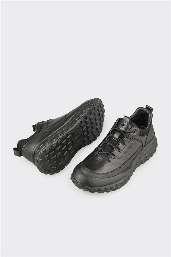 Siyah Deri Erkek Spor Ayakkabı