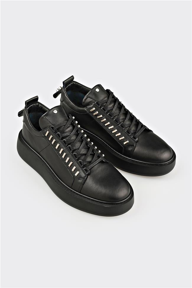 Siyah Deri Erkek Spor Ayakkabı