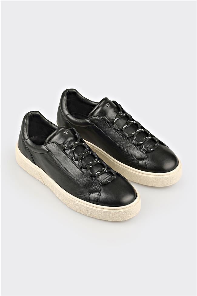 Siyah Deri Erkek Spor Ayakkabı