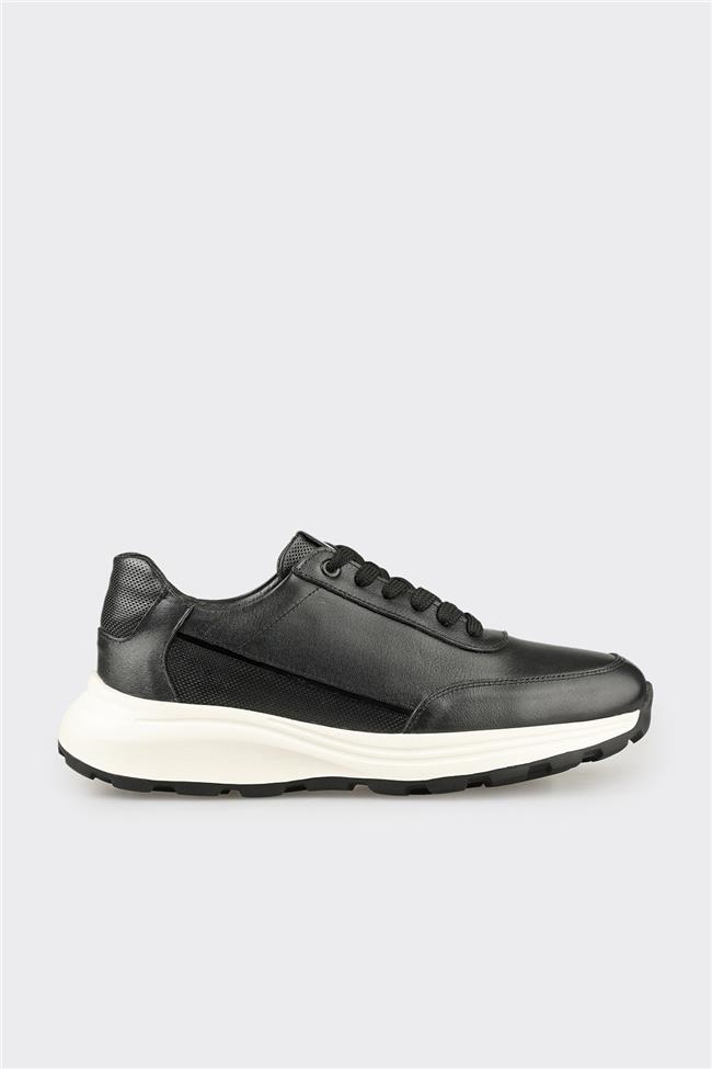 Siyah Deri Erkek Spor Ayakkabı