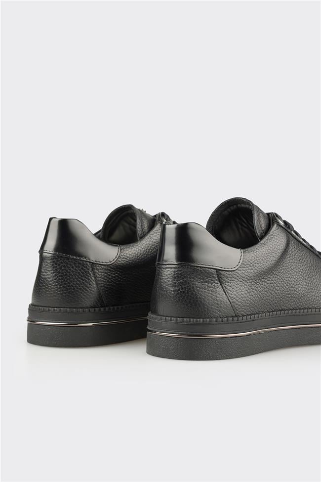 Siyah Deri Erkek Spor Ayakkabı