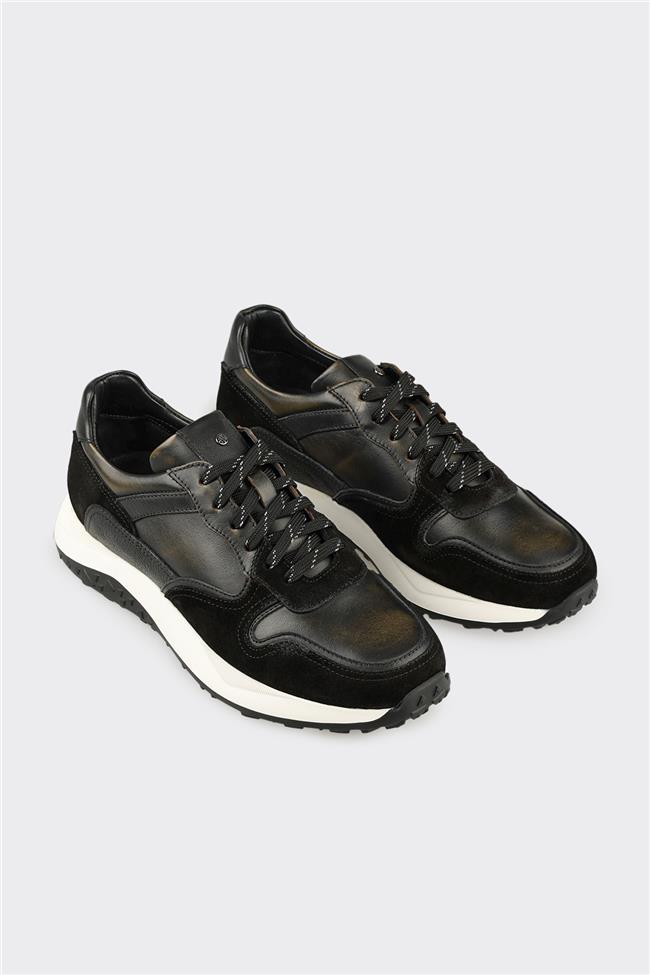 Siyah Deri Erkek Spor Ayakkabı