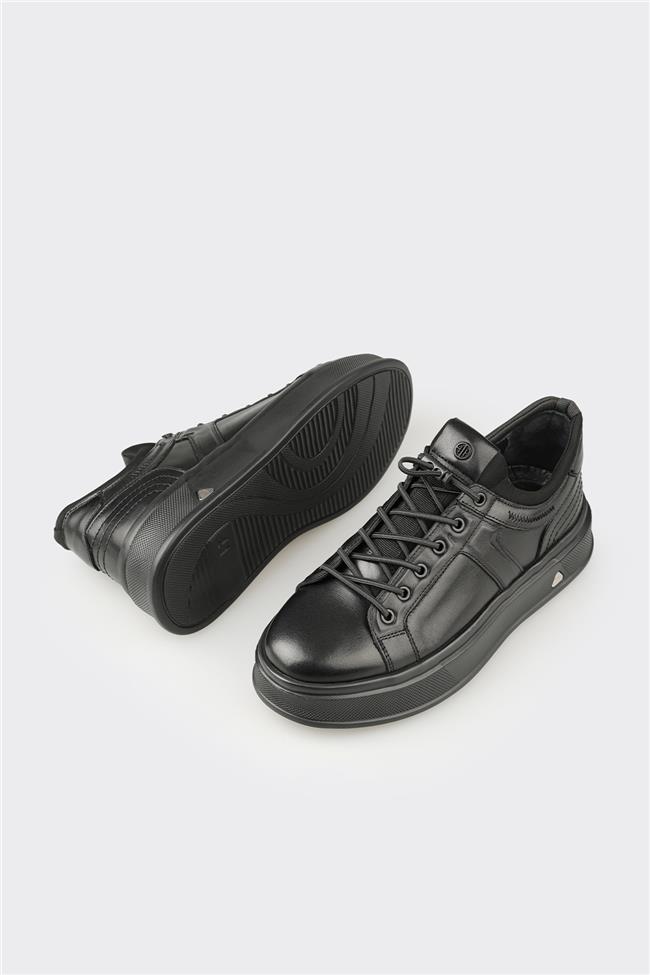 Siyah Deri Erkek Spor Ayakkabı