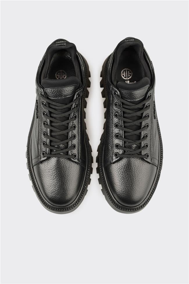 Siyah Deri Erkek Spor Ayakkabı