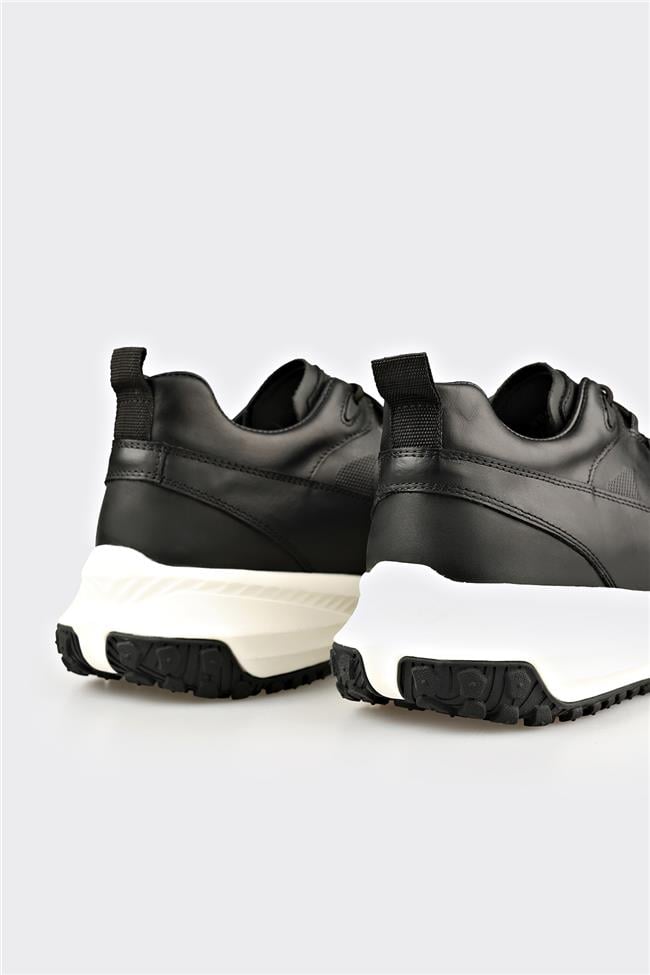 Siyah Deri Erkek Spor Ayakkabı