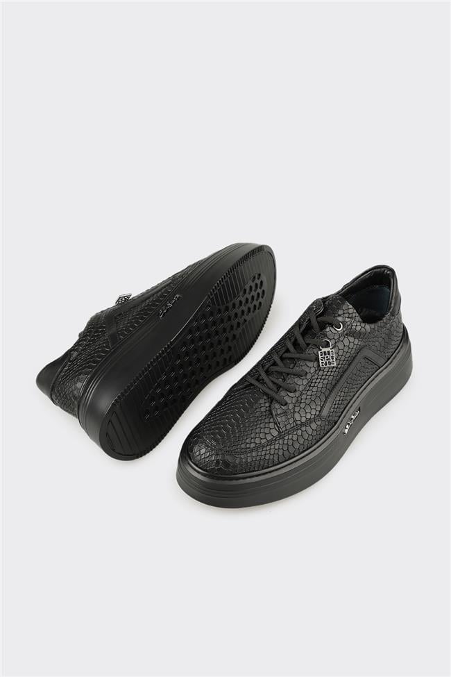 Siyah Deri Erkek Spor Ayakkabı