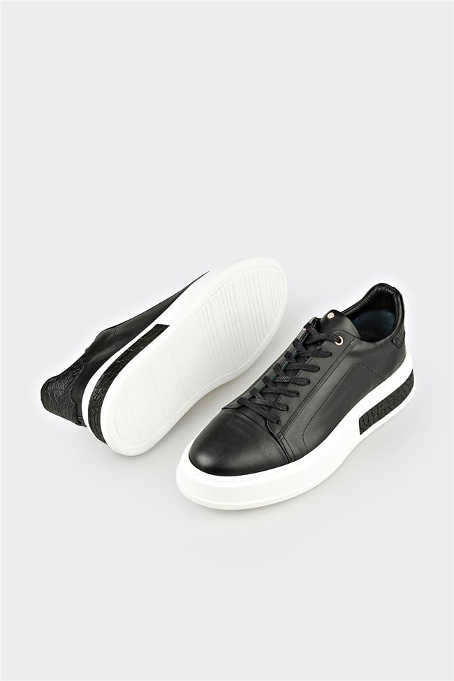 Siyah Deri Erkek Spor Ayakkabı