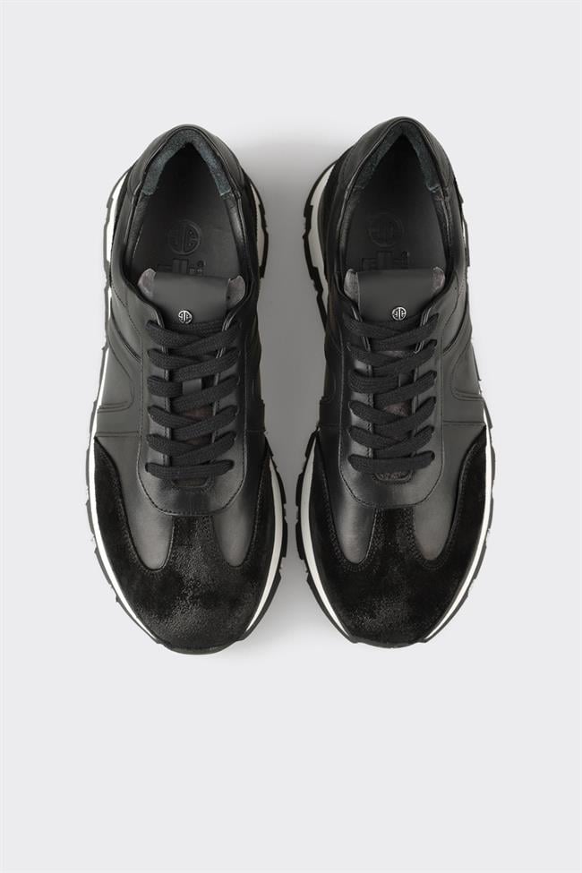 Siyah Deri Erkek Spor Ayakkabı