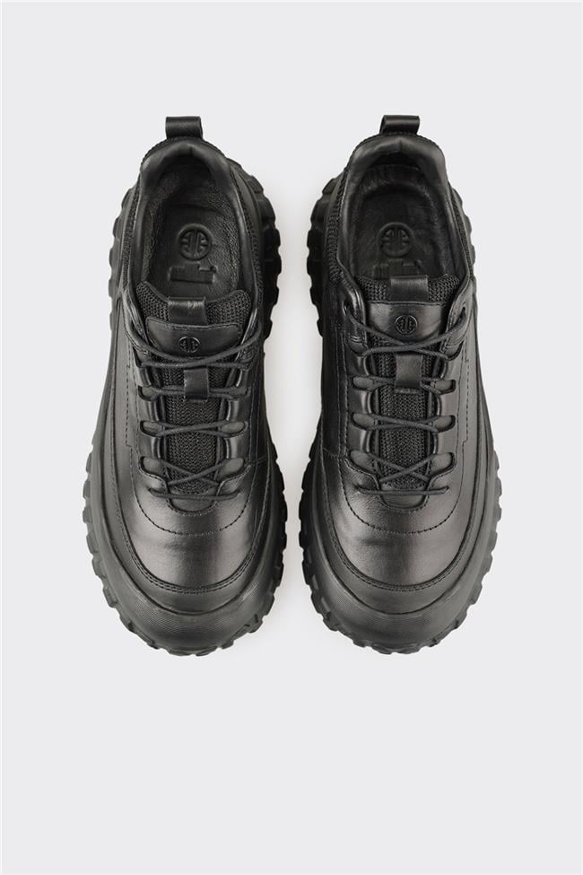 Siyah Deri Erkek Spor Ayakkabı