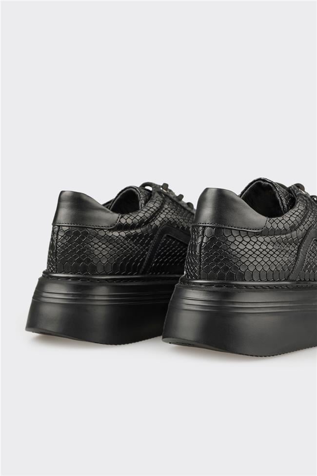 Siyah Deri Erkek Spor Ayakkabı