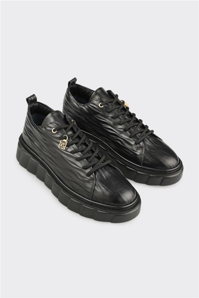 Siyah Deri Erkek Spor Ayakkabı