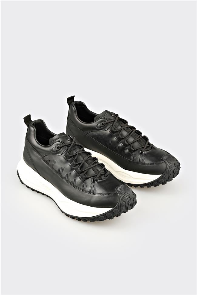 Siyah Deri Erkek Spor Ayakkabı