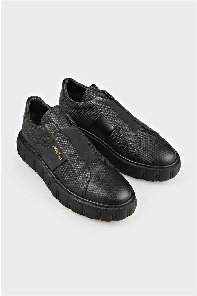 Siyah Deri Erkek Spor Ayakkabı