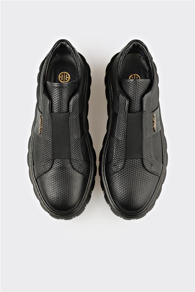 Siyah Deri Erkek Spor Ayakkabı