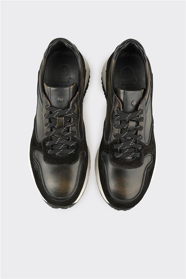 Siyah Deri Erkek Spor Ayakkabı
