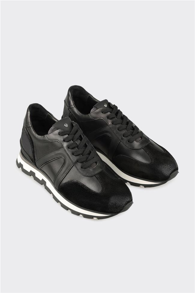 Siyah Deri Erkek Spor Ayakkabı