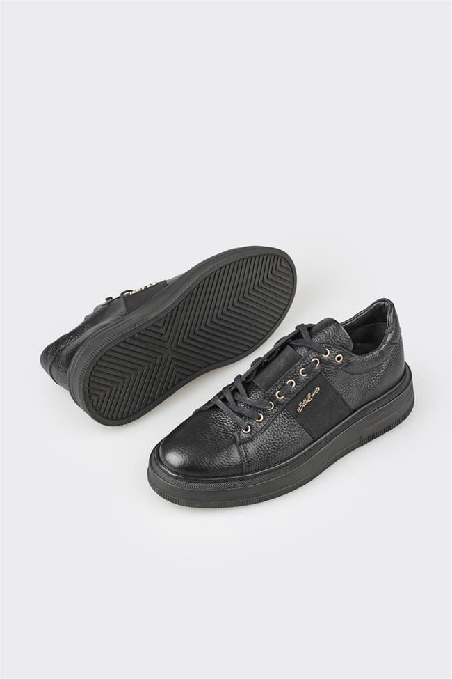 Siyah Deri Erkek Spor Ayakkabı