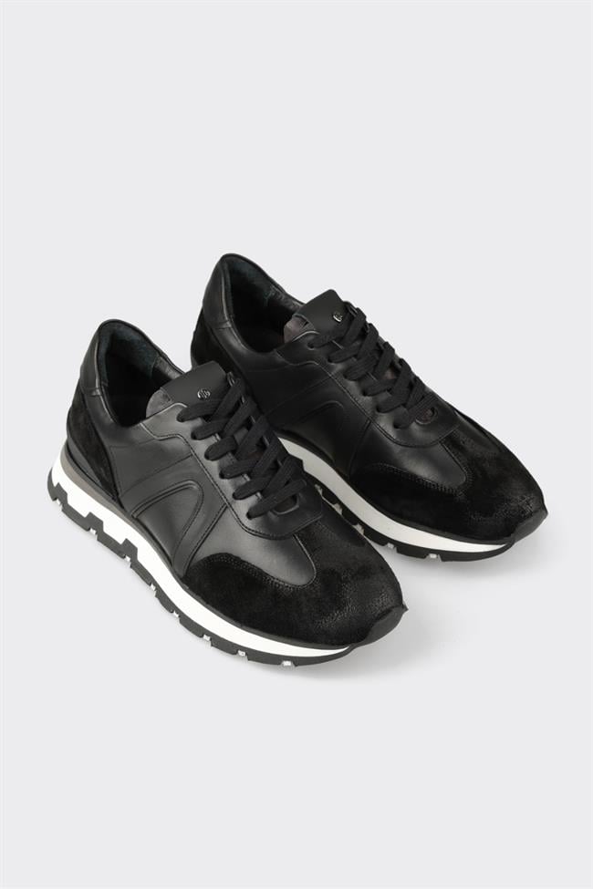 Siyah Deri Erkek Spor Ayakkabı