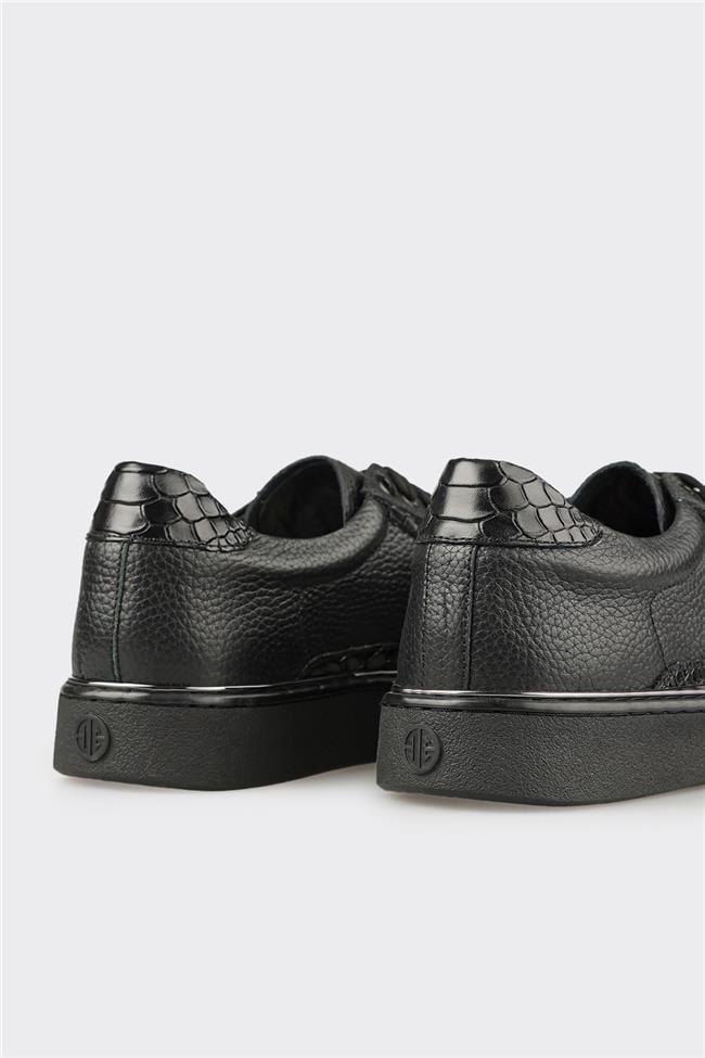 Siyah Deri Erkek Spor Ayakkabı