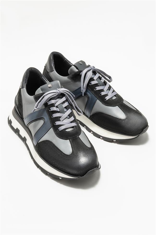Siyah Deri Erkek Spor Ayakkabı