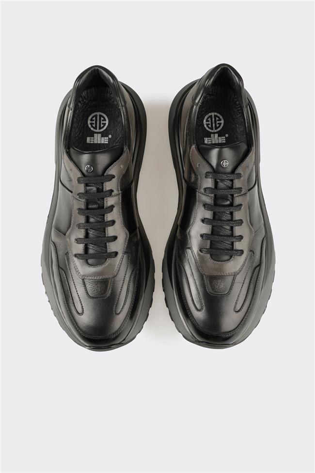 Siyah Deri Erkek Spor Ayakkabı