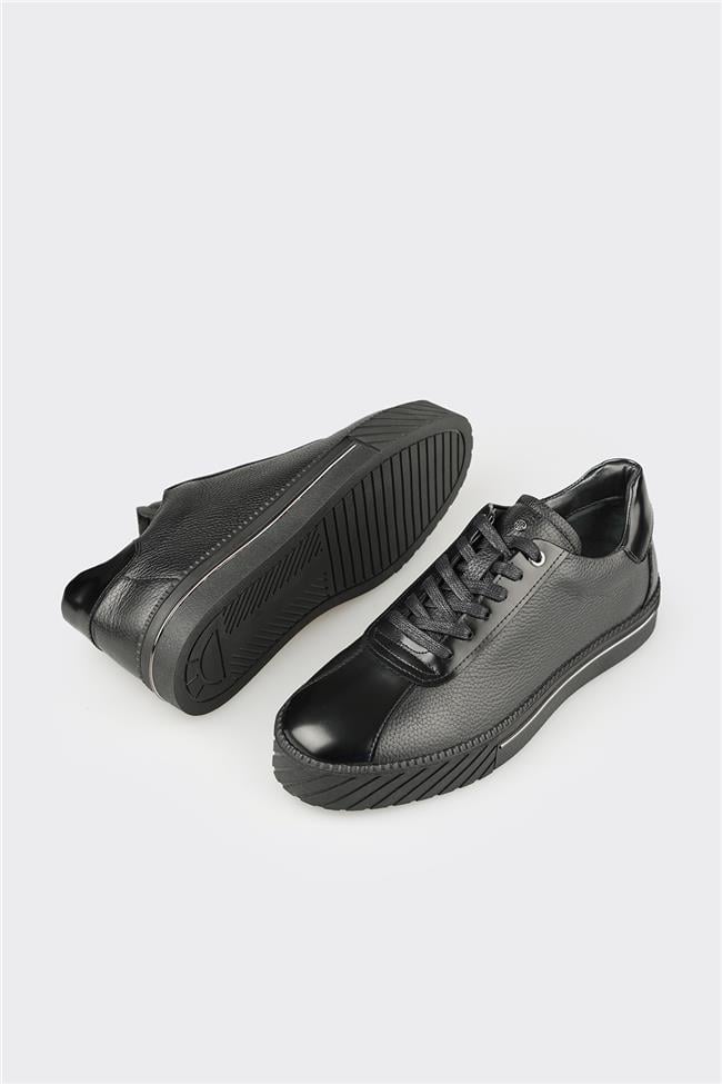 Siyah Deri Erkek Spor Ayakkabı