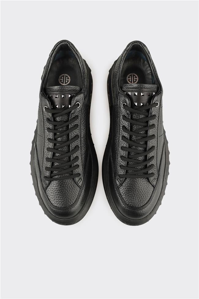 Siyah Deri Erkek Spor Ayakkabı