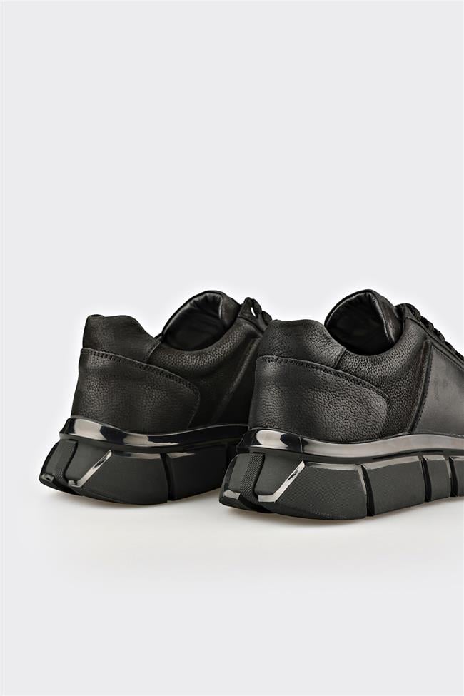 Siyah Deri Erkek Spor Ayakkabı