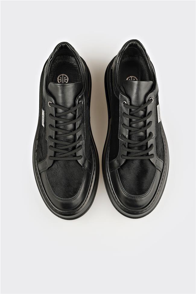 Siyah Deri Erkek Spor Ayakkabı