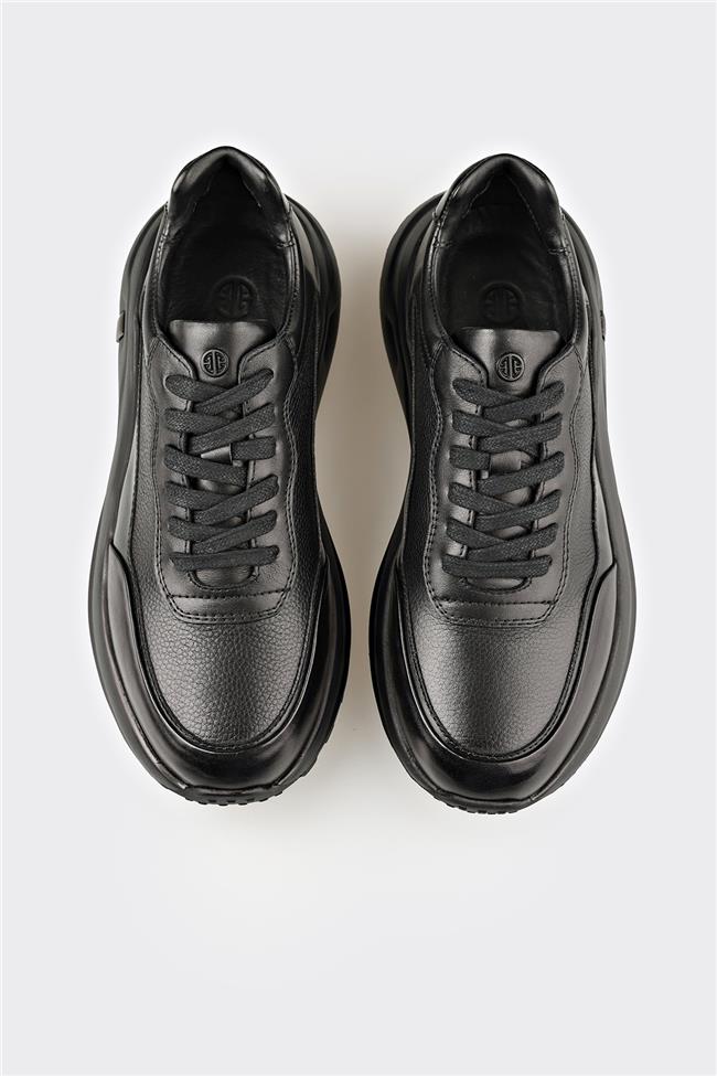 Siyah Deri Erkek Spor Ayakkabı
