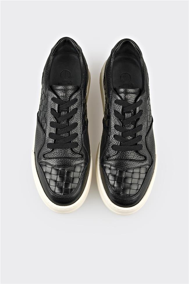 Siyah Deri Erkek Spor Ayakkabı