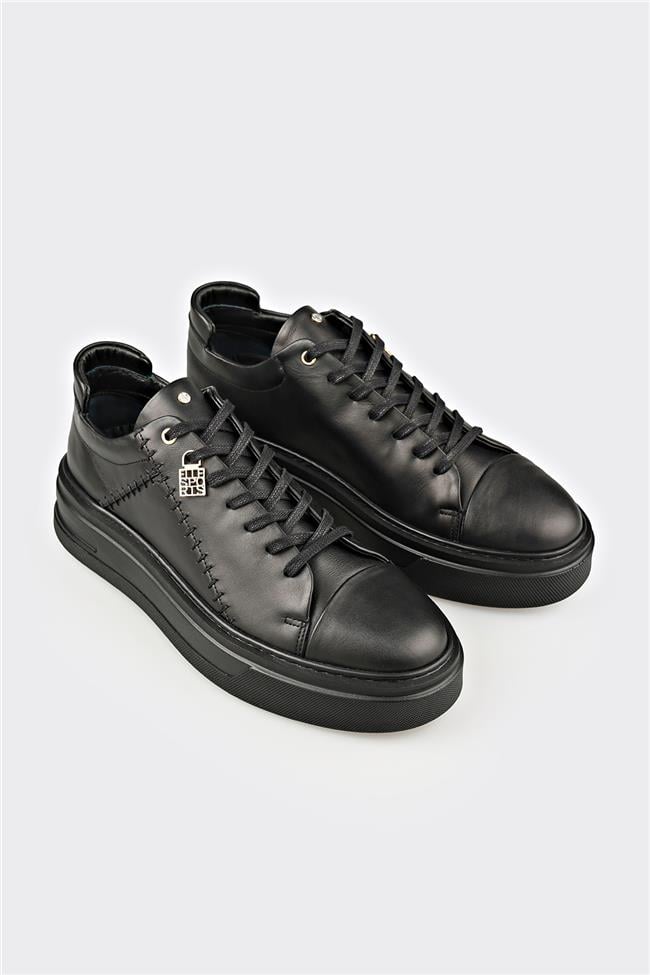 Siyah Deri Erkek Spor Ayakkabı