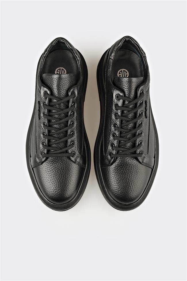 Siyah Deri Erkek Spor Ayakkabı