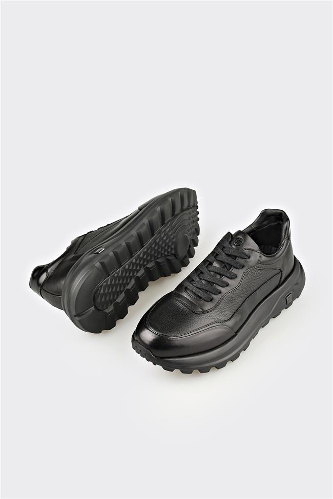 Siyah Deri Erkek Spor Ayakkabı
