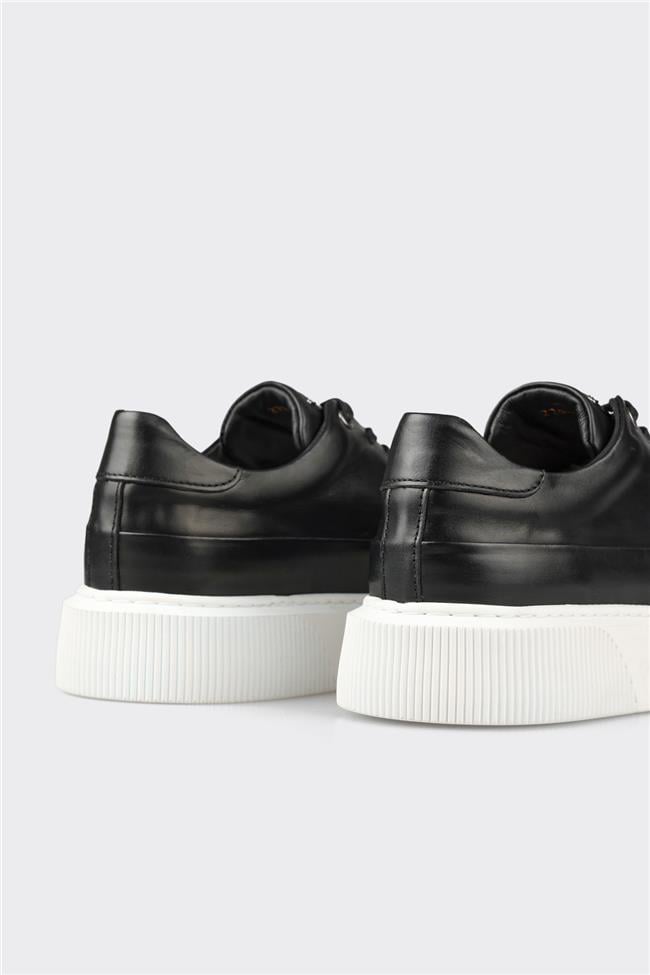 Siyah Deri Erkek Spor Ayakkabı