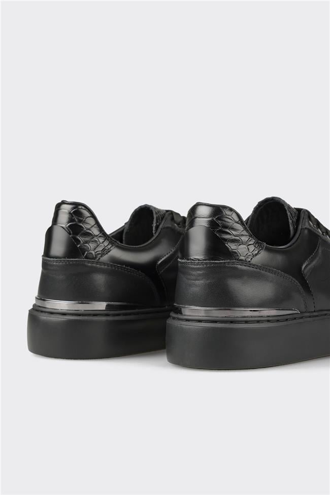 Siyah Deri Erkek Spor Ayakkabı