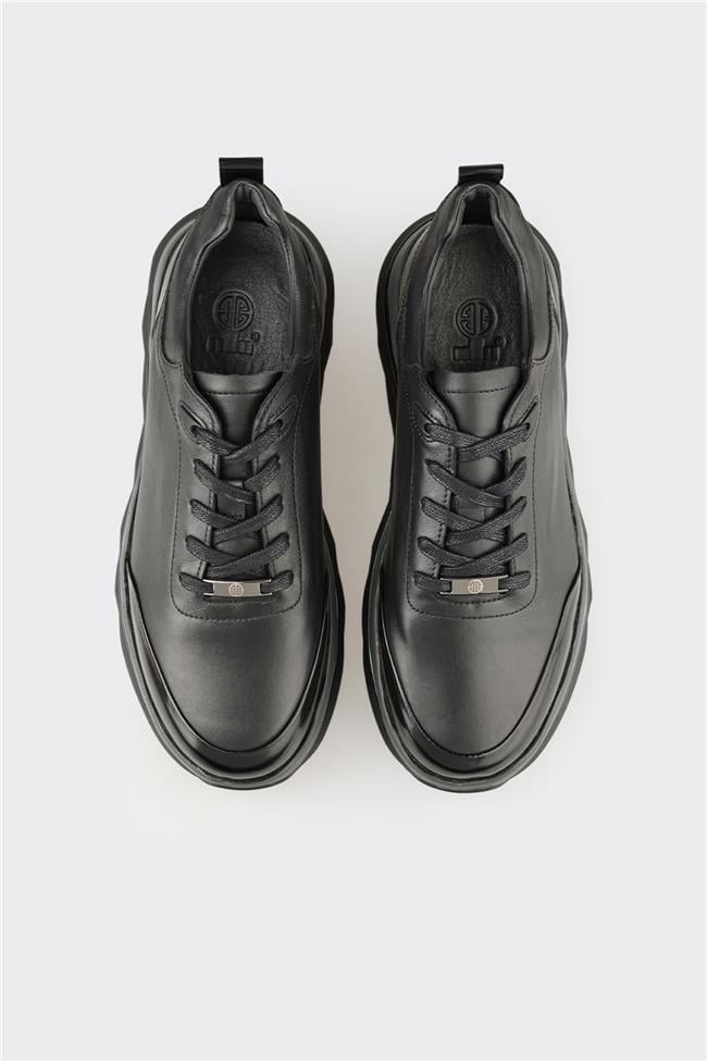 Siyah Deri Erkek Spor Ayakkabı