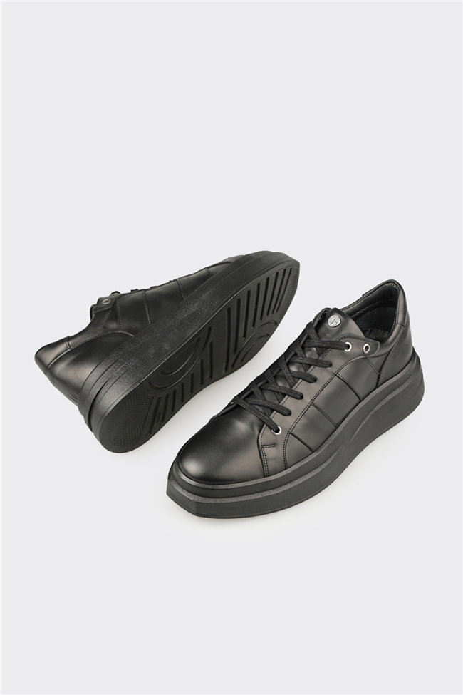 Siyah Deri Erkek Spor Ayakkabı