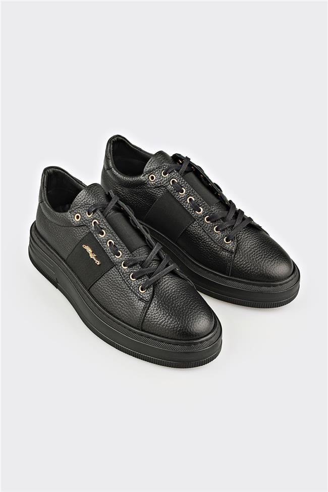 Siyah Deri Erkek Spor Ayakkabı