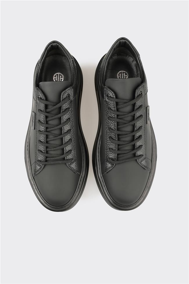 Siyah Deri Erkek Spor Ayakkabı