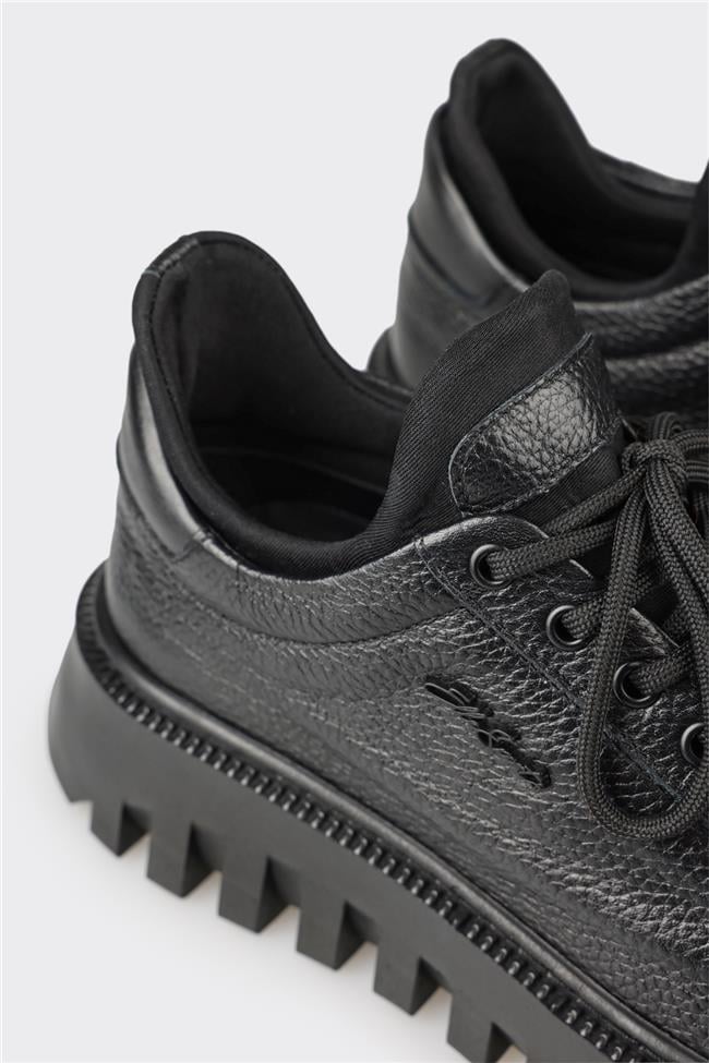 Siyah Deri Erkek Spor Ayakkabı