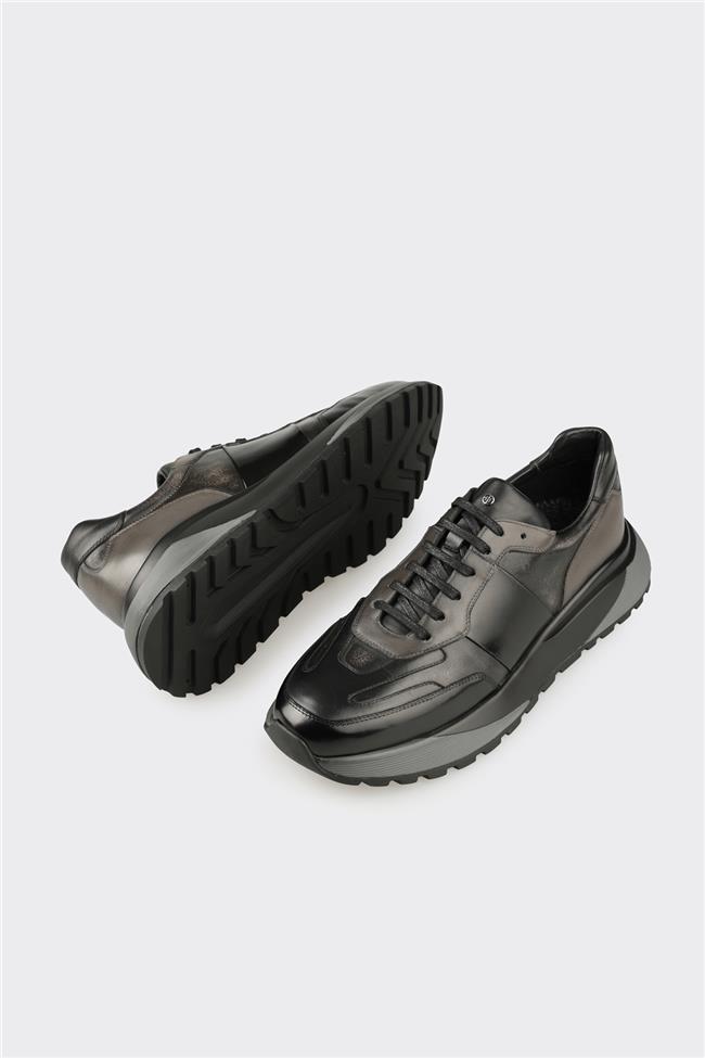 Siyah Deri Erkek Spor Ayakkabı