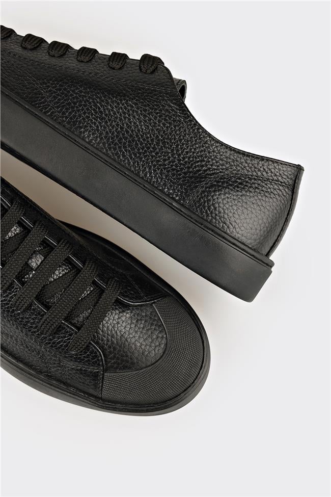 Siyah Deri Erkek Spor Ayakkabı