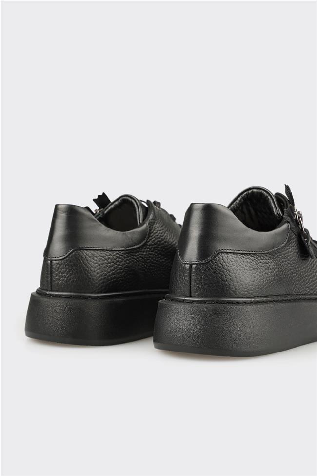 Siyah Deri Erkek Spor Ayakkabı