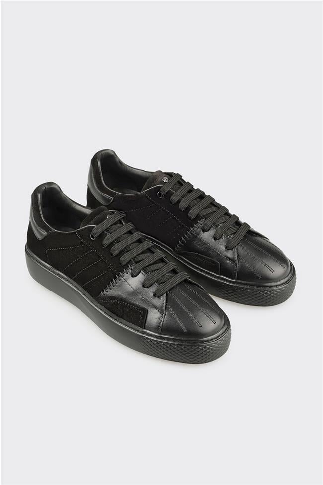 Siyah Deri Erkek Spor Ayakkabı