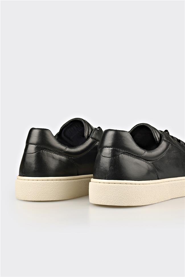 Siyah Deri Erkek Spor Ayakkabı