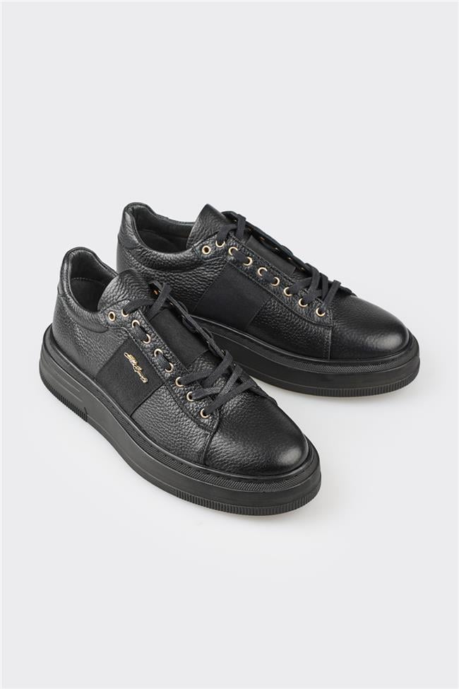 Siyah Deri Erkek Spor Ayakkabı