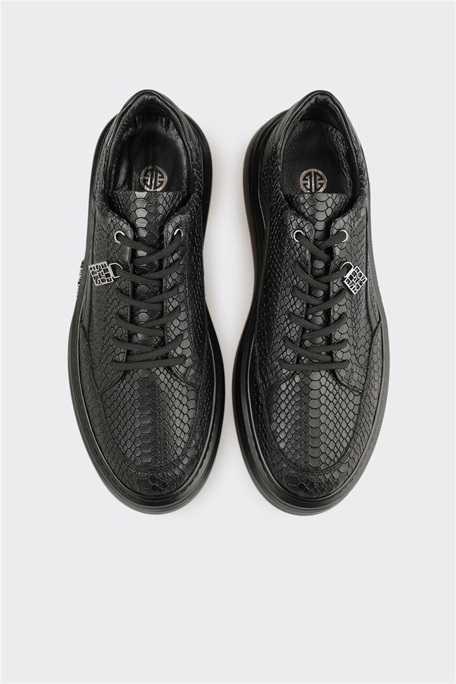 Siyah Deri Erkek Spor Ayakkabı