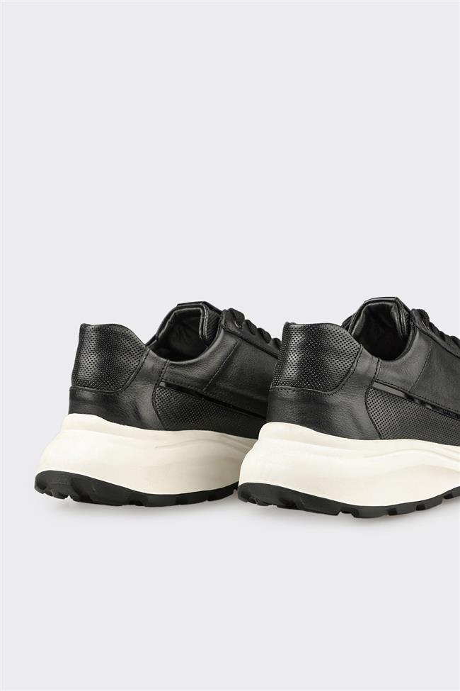 Siyah Deri Erkek Spor Ayakkabı