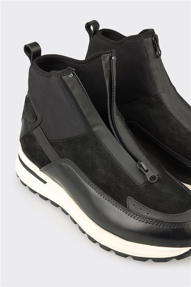 Siyah Deri Erkek Spor Bot